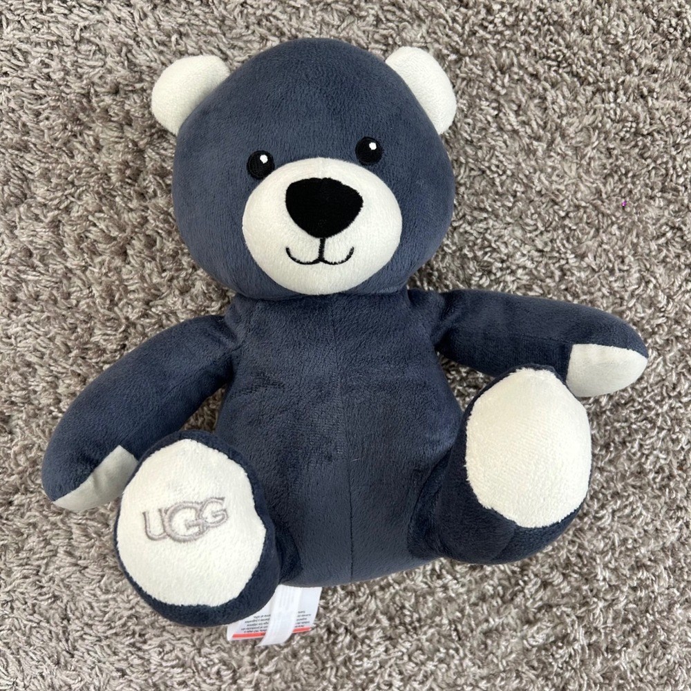 UGG Plush Bear Stuffed Animal Dark Gray Soft Plush Toy UGG Logo